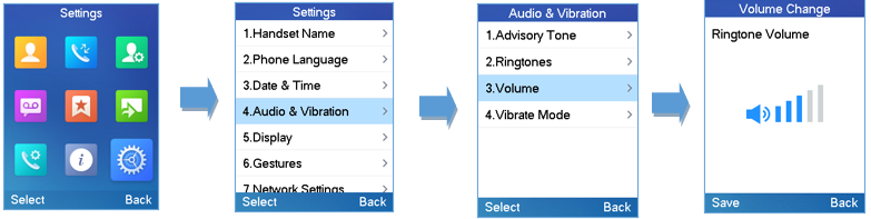Configuração de volume de toque