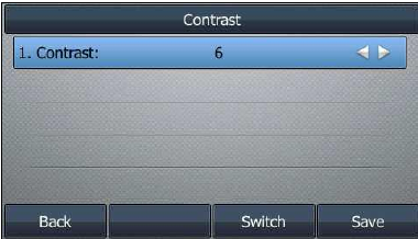 Ajuste de contraste no menu do telefone
