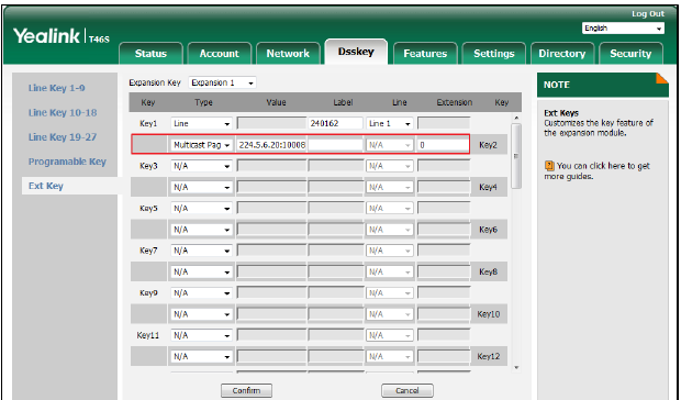Configurações de Paging Multicast na interface web