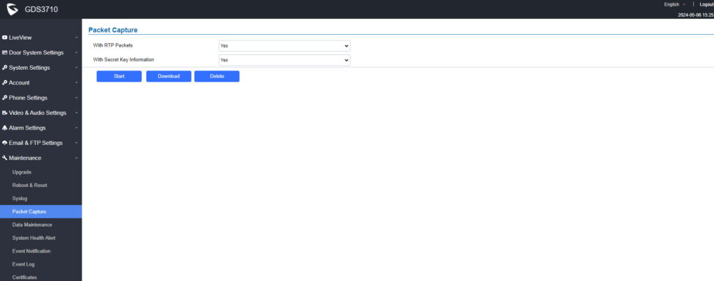Interface de Captura de Pacotes de Rede