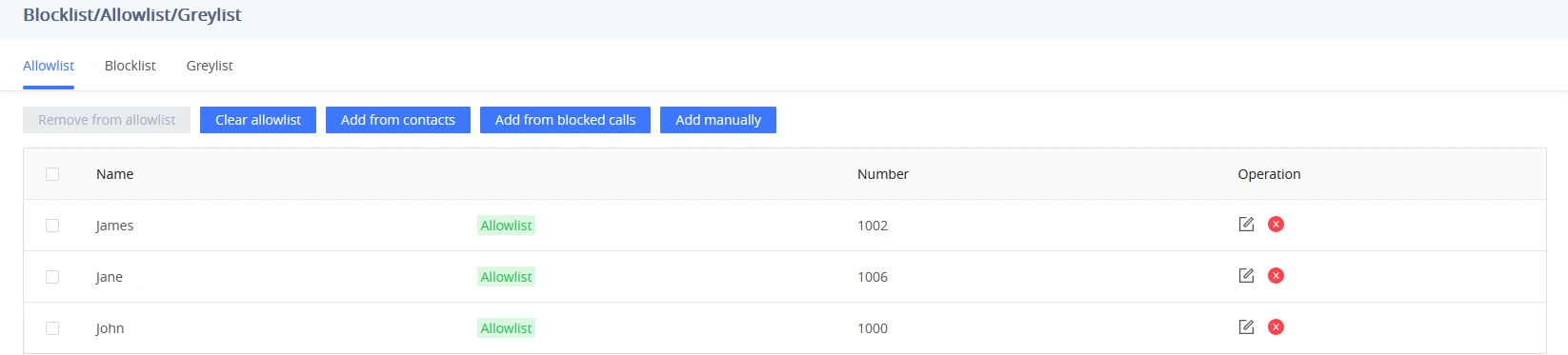 Gerenciamento da lista de permissão (Allowlist)
