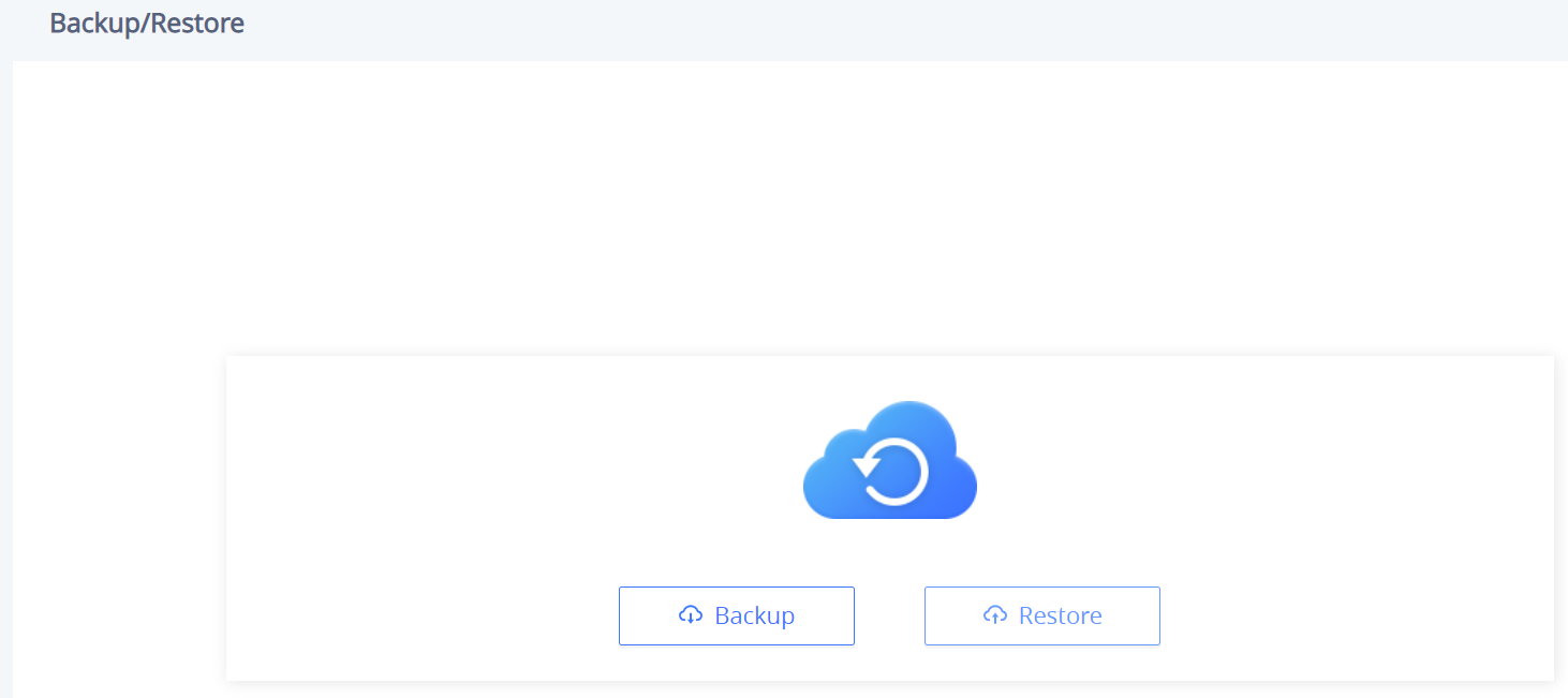 Página de Backup e Restauração de dados