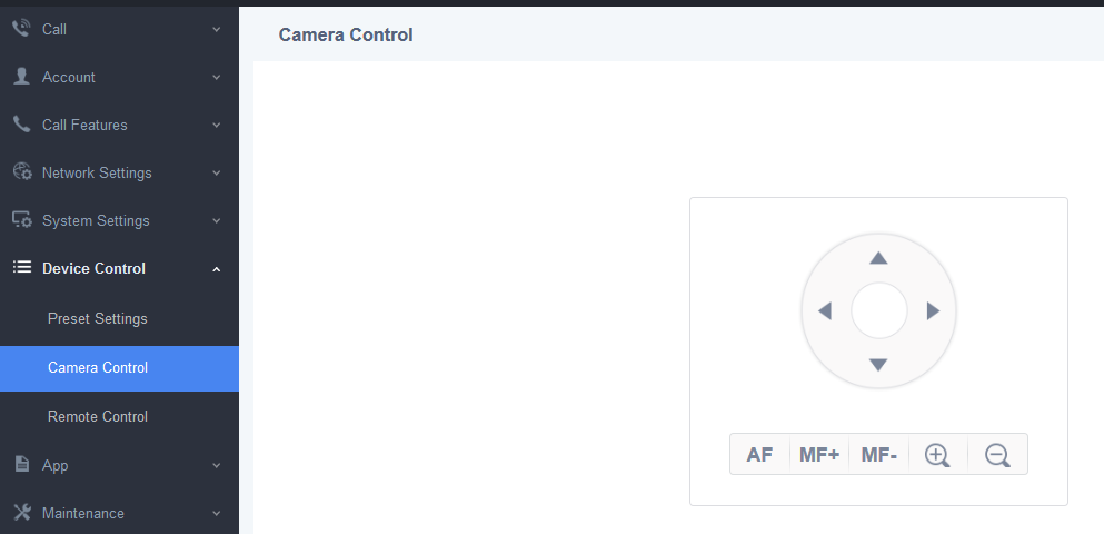 Interface de controle de câmera PTZ do GVC3200
