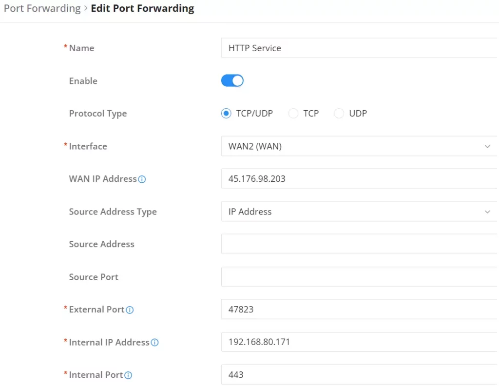 Configuração de Encaminhamento de Porta