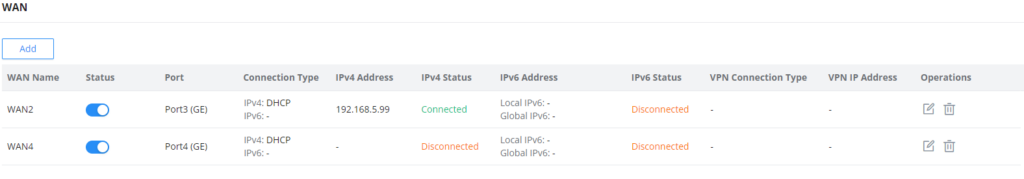 Configuração de WAN no GWN700x