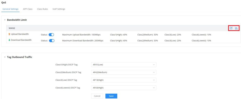 Configurações Gerais de QoS