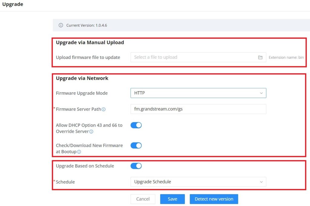 Página de Atualização de Firmware