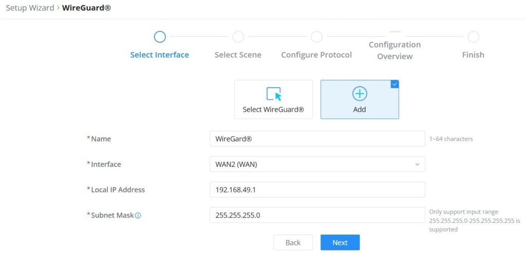 Exemplo de Assistente WireGuard