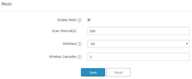 Configurações de Rede Mesh