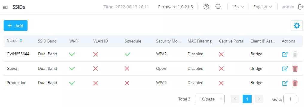 Página de Configuração de SSID