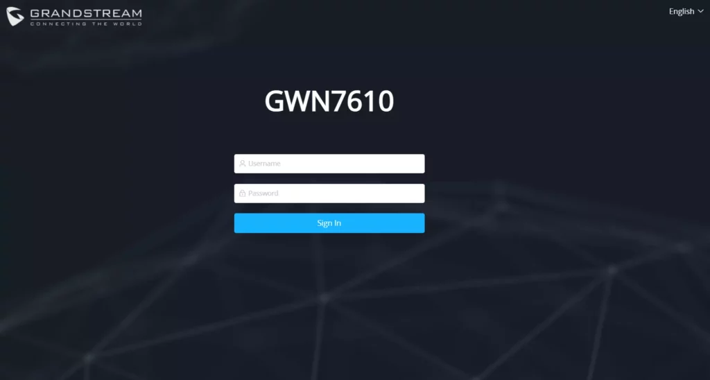 Página de Login da GUI Web do GWN76XX