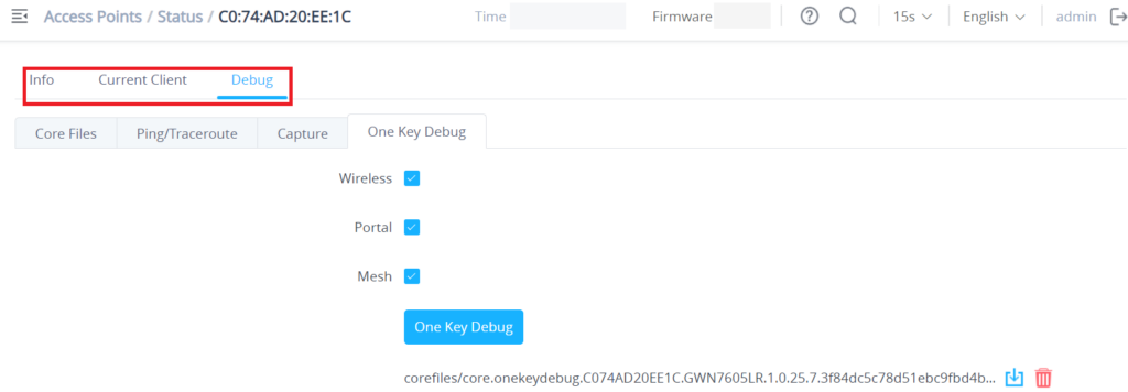 Aba de Ferramentas de Debug