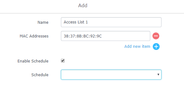 Adicionando uma Lista de Acesso de Cliente