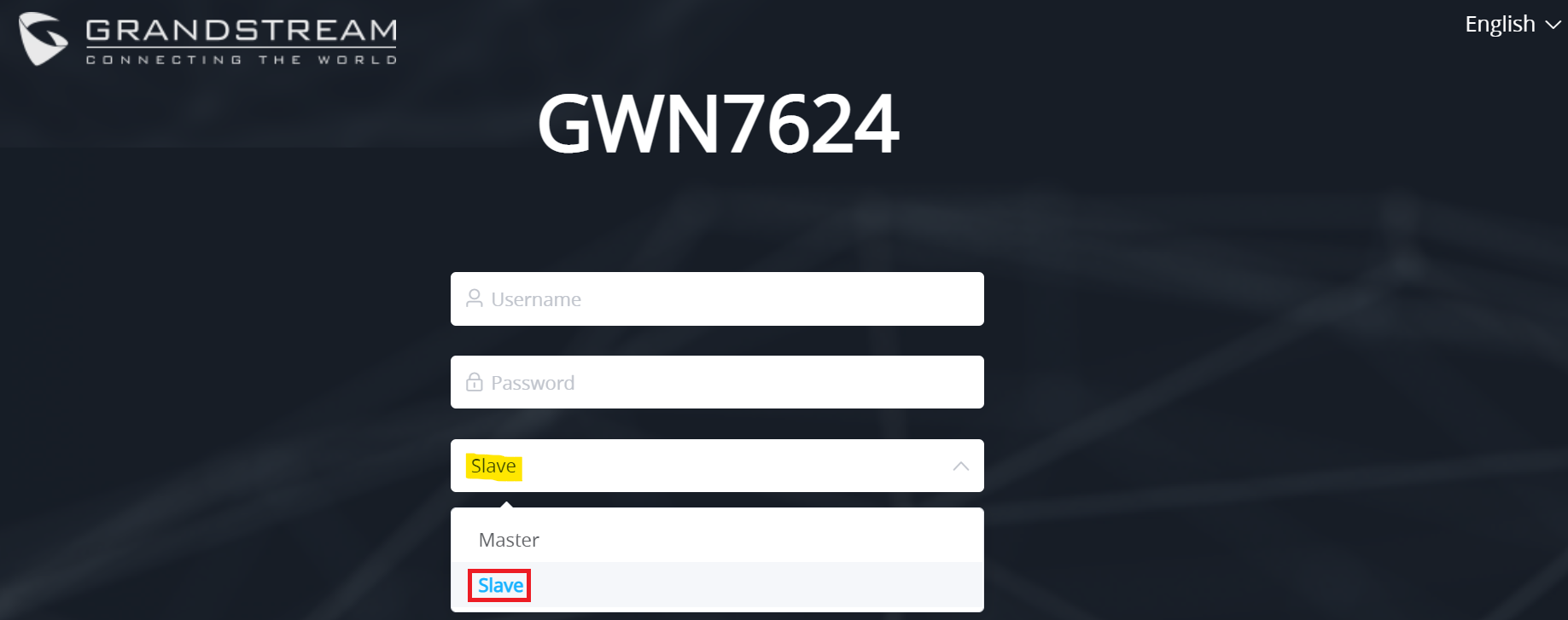 Página de login do AP Slave