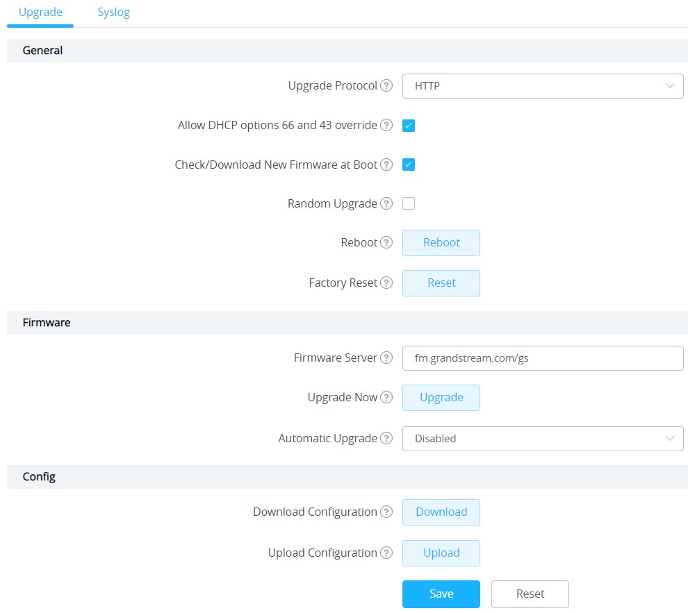 Configuração de Atualização de Firmware