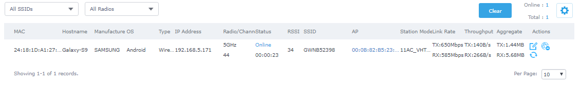 Lista de clientes conectados ao GWN76xx
