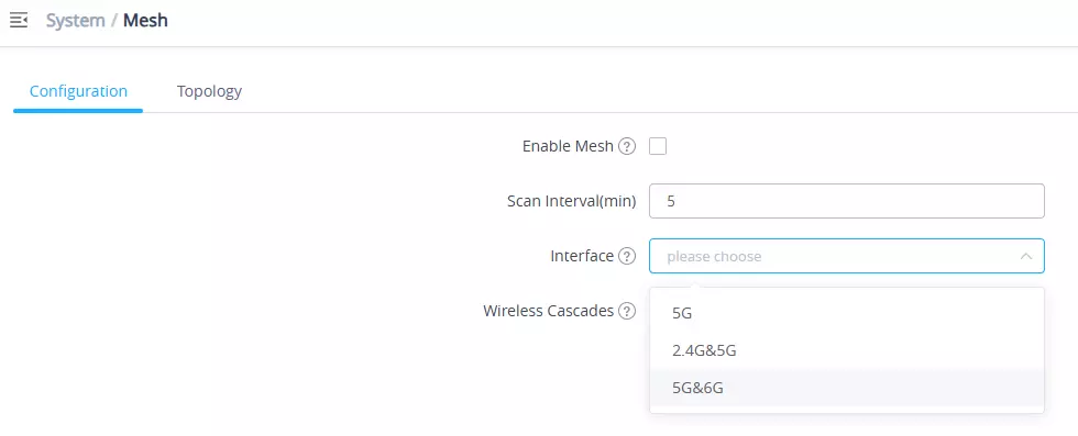 Configurações de Rede Mesh