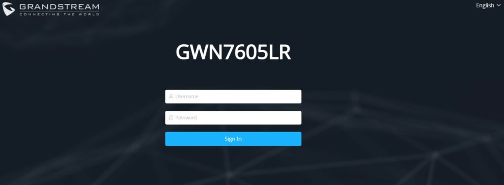 Página de Login da Interface Web do GWN76XX