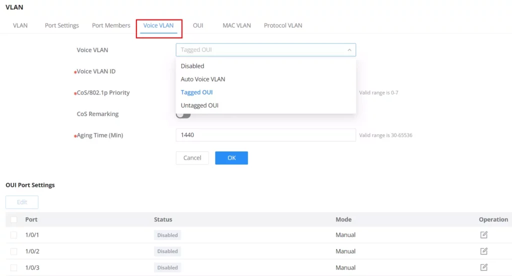 Configuração de Voice VLAN