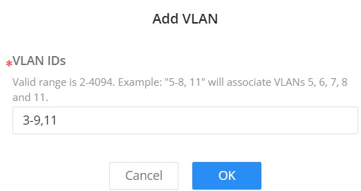 Adicionar uma nova VLAN