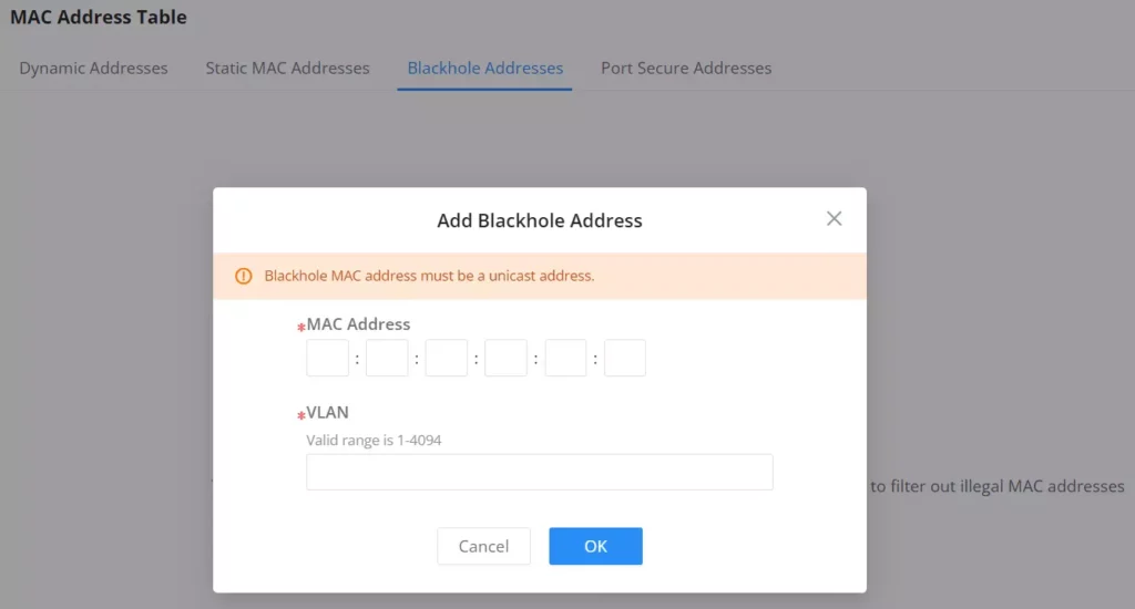 Adicionar endereço Black Hole