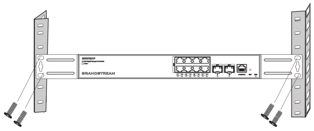 Instalação do switch em rack - fixação no rack