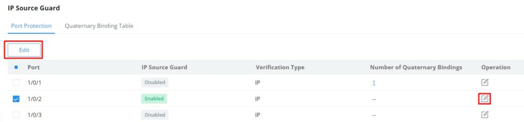 Configuração de IP Source Guard
