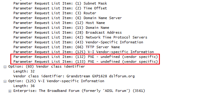 Opções de DHCP VLAN na interface de configuração de rede