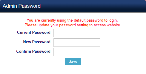 Tela de alteração de senha na interface web do GXP1610