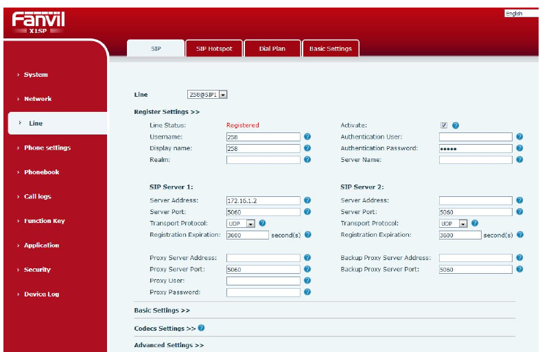 Configuração de Registro SIP na Web