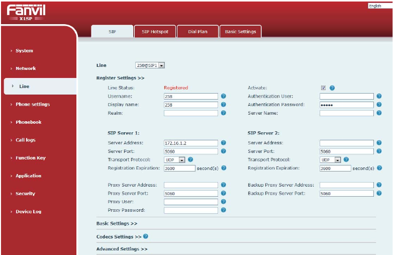 Configurações de Registro SIP na Web