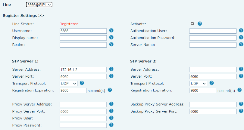 Configuração de Registro SIP na Web
