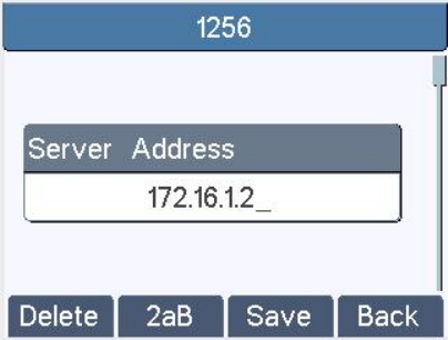 Configurações de Registro SIP na tela do telefone