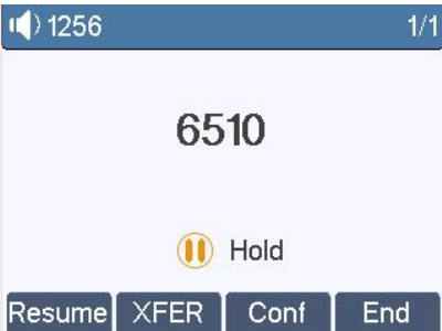 Tela de chamada em espera (Hold)