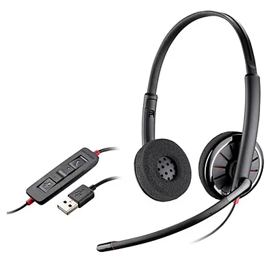 Headset Plantronics C320 M USB-A Binaural (Estéreo) com Microfone Boom e Controle Inline – PC, Mac, Teams e Zoom