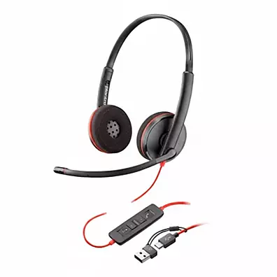 Headset Plantronics Blackwire C3220 USB-C Estéreo Binaural Preto com Microfone Noise-Canceling