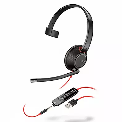 Headset Plantronics Blackwire C5210 Mono USB-C e P2 com Microfone de Cancelamento de Ruído