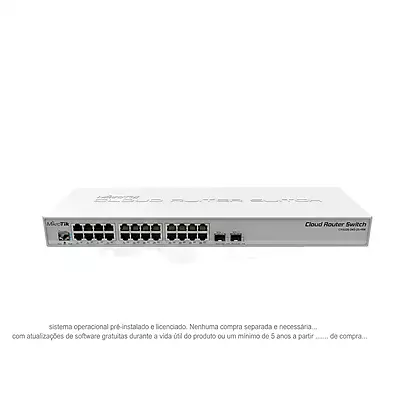 Switch Mikrotik CRS326-24G-2S+RM Gerenciável 24 Portas Gigabit + 2 SFP+ 10G Dual Boot RouterOS/SwOS