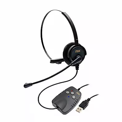 Headset Zox DH-50 USB Profissional para PC com Mute, Volume e Tubo Flexível