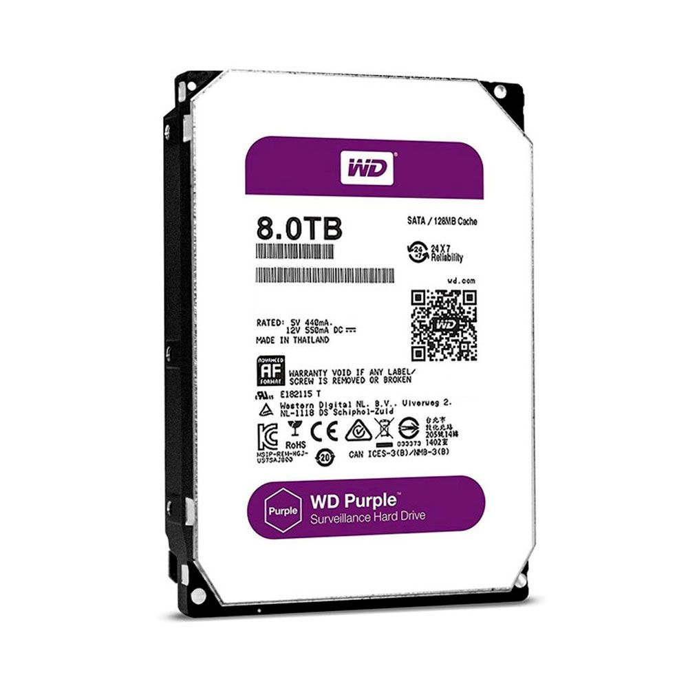 HD WD Purple 8TB WD82PURZ Western Digital - Vigilância CFTV 24/7 AllFrame AI