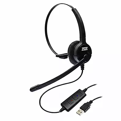 Headset Zox DH-80 USB Monoauricular com Microfone Antirruído e Tubo Flexível