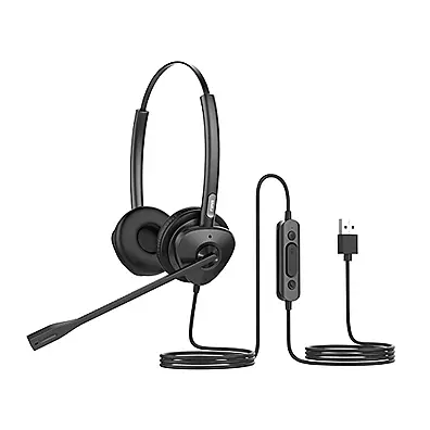 Headset Fanvil HT302-U USB Dual com Cancelamento de Ruído ENC, Áudio HD e Dois Microfones