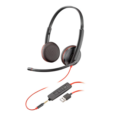 Foto 1 do produto Headset Plantronics Poly Blackwire C3225 USB-A e P2 Biauricular com Redução de Ruído e Eco