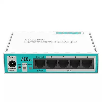 Roteador MikroTik hEX lite RB750r2 — 5 Portas Ethernet, RouterOS L4 e PoE Passivo