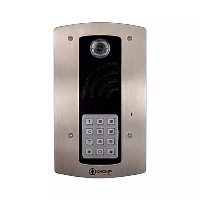 Videoporteiro IP Khomp IP Wall 312S com Câmera 3MP, PoE 802.3af e Gabinete em Aço Escovado IP66