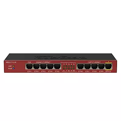 Routerboard MikroTik RB2011iL-IN | 10 Portas (5 Gigabit + 5 Fast Ethernet) com PoE de Saída na Ether10