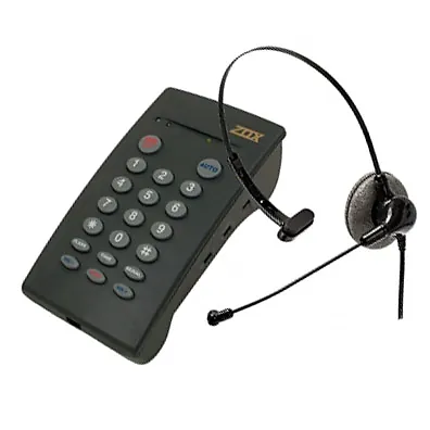 Telefone Headset Zox TH-10 Master Analógico com Base Discadora TS-30 e Atendimento Automático