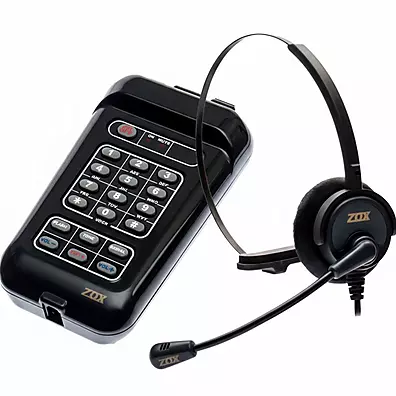 Telefone Headset Zox TZ-20Z Analógico com Base Amplificadora e Sigilo Digital para PABX