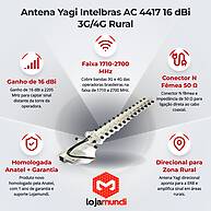 Foto 2 do produto Antena Externa Yagi Intelbras AC 4417 16 dBi 1710-2700 MHz para Celular Rural
