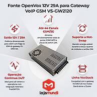 Foto 2 do produto Fonte OpenVox 12V 29A para Gateway VoIP GSM VS-GW2120 (28 a 44 Portas)